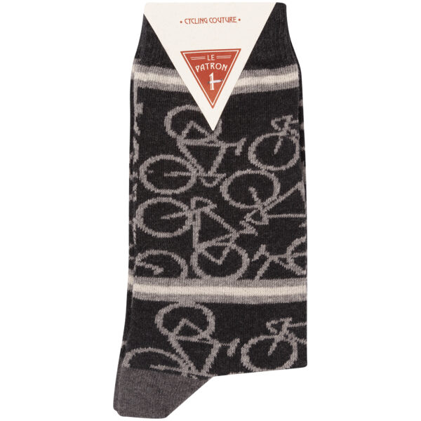 Le Patron Bicycle socks dark grey Grijs